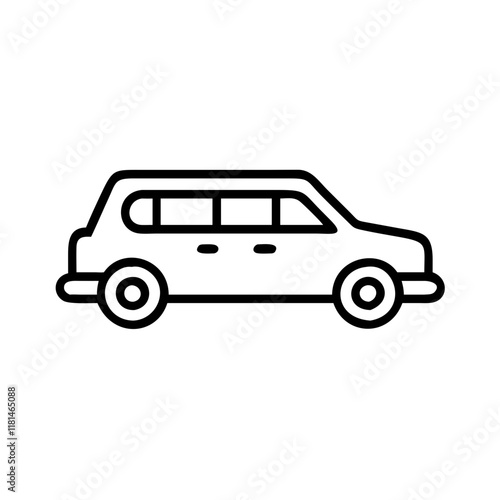 limousine icon, vehicle line art, vehicle vector - simple black line art icon of limousine perfect for logos, and vehicle-themed designs.