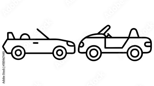 convertible icon, vehicle line art, vehicle vector - simple black line art icon of convertible perfect for logos, and vehicle-themed designs. photo