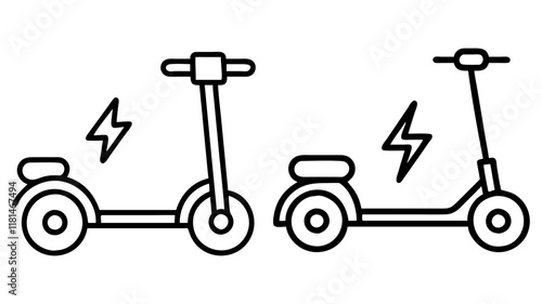 electric scooter icon, vehicle line art, vehicle vector - simple black line art icon of electric scooter perfect for logos, and vehicle-themed designs.