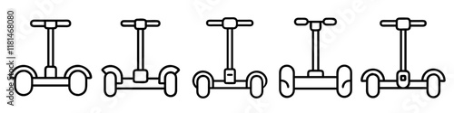 segway icon, vehicle line art, vehicle vector - simple black line art icon of segway perfect for logos, and vehicle-themed designs.