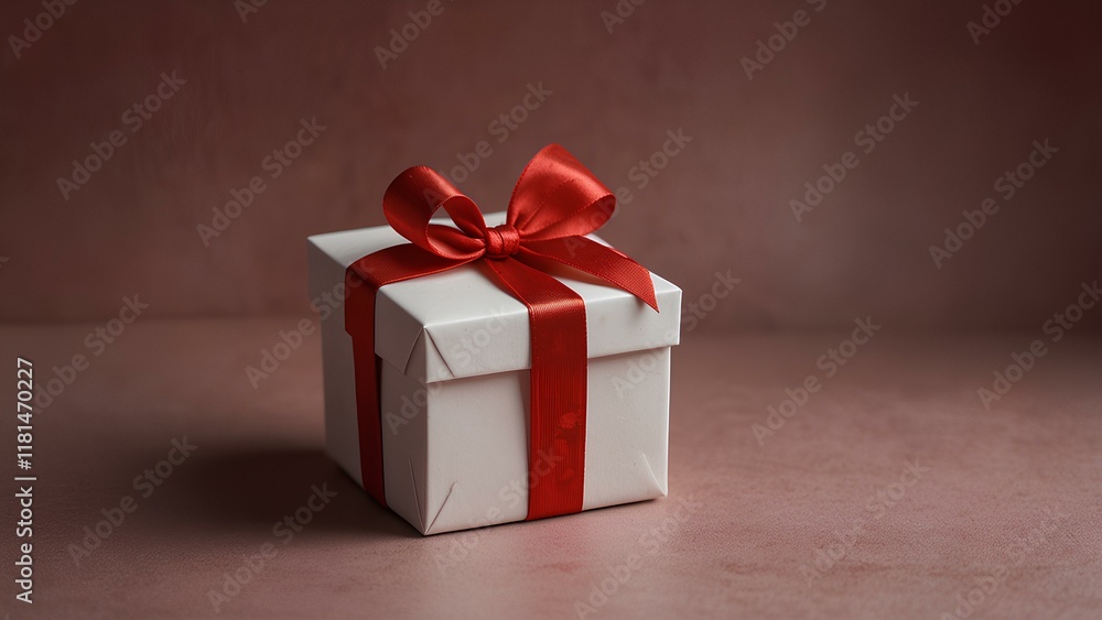 Obraz premium red gift box with ribbon
