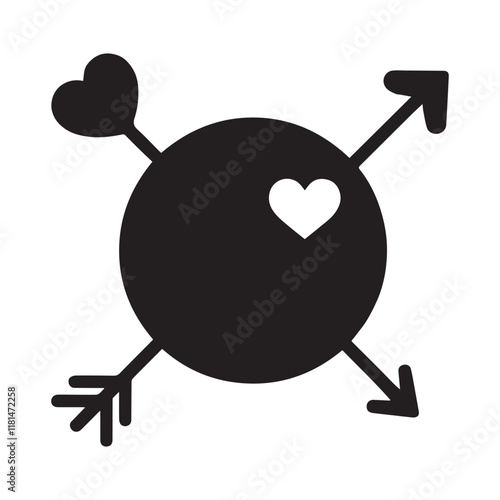 Valentine's Day, hockey ball vector silhouette illustration
