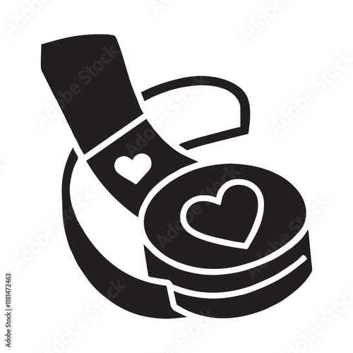 Valentine's Day, hockey ball vector silhouette illustration