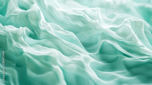 Soft, flowing, pale-green fabric drapes.