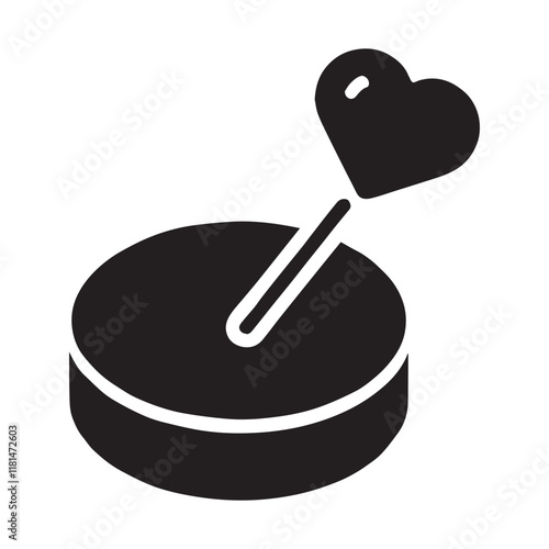 Valentine's Day, hockey ball vector silhouette illustration