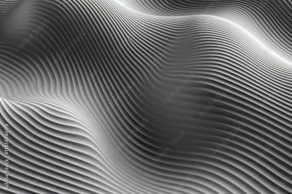 Fototapeta premium Monochrome flowing wave relief texture