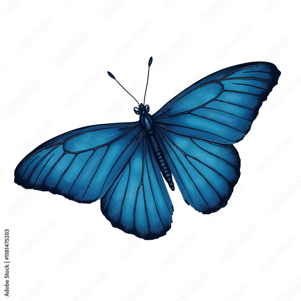 Obraz premium A Blue Butterfly Isolated on a Transparent Background (PNG).
