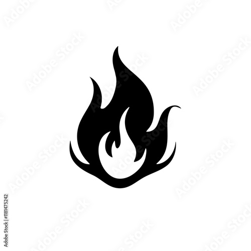 Flame icon silhouette on white background