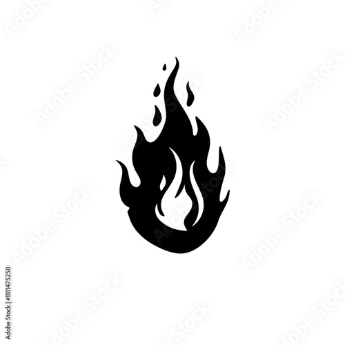 Fire icon silhouette on white background