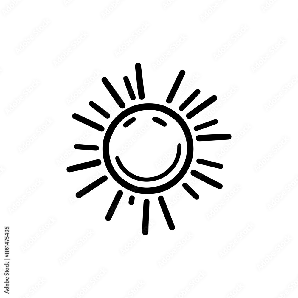 A happy and smiling sun shining icon silhouette on white background A happy and smiling sun shining icon silhouette on white background