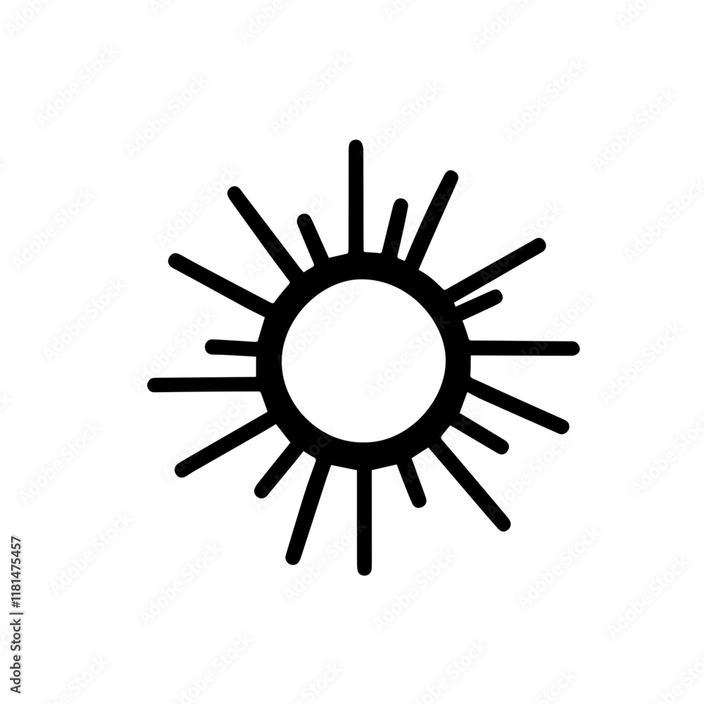 A sun shining logo silhouette on white background A sun shining logo silhouette on white background