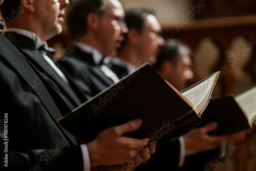 A choir performing choral renditions of popular songs at music party, Generative Ai