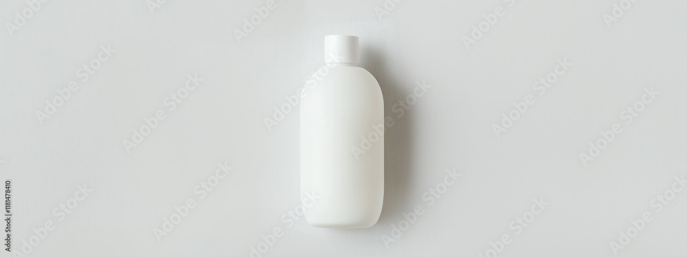 Minimalist white bottle on light background, perfect for product display Minimalist white bottle on light background, perfect for product display
