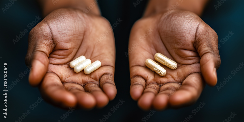 a hands holding pills in both hands on black background a hands holding pills in both hands on black background