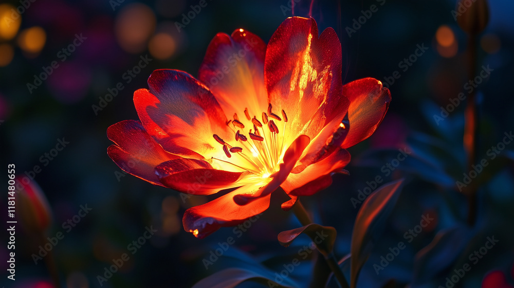 Glowing in the dark red flower Glowing in the dark red flower