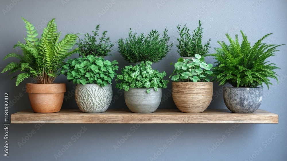 custom made wallpaper toronto digitalFresh ferns on a wooden shelf with sunlight casting shadows in a modern room