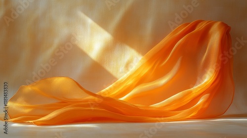 Soft orange silk scarf draped elegantly on a neutral background showcasing de...