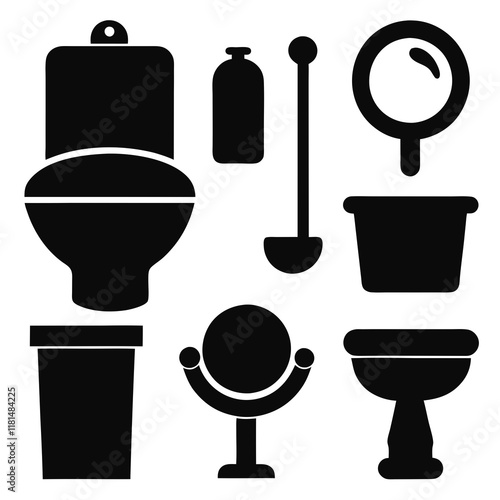 Vector Illustration of Toilet Accessories and Fixtures design 