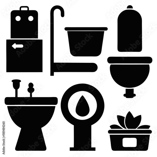 Vector Illustration of Toilet Accessories and Fixtures design 