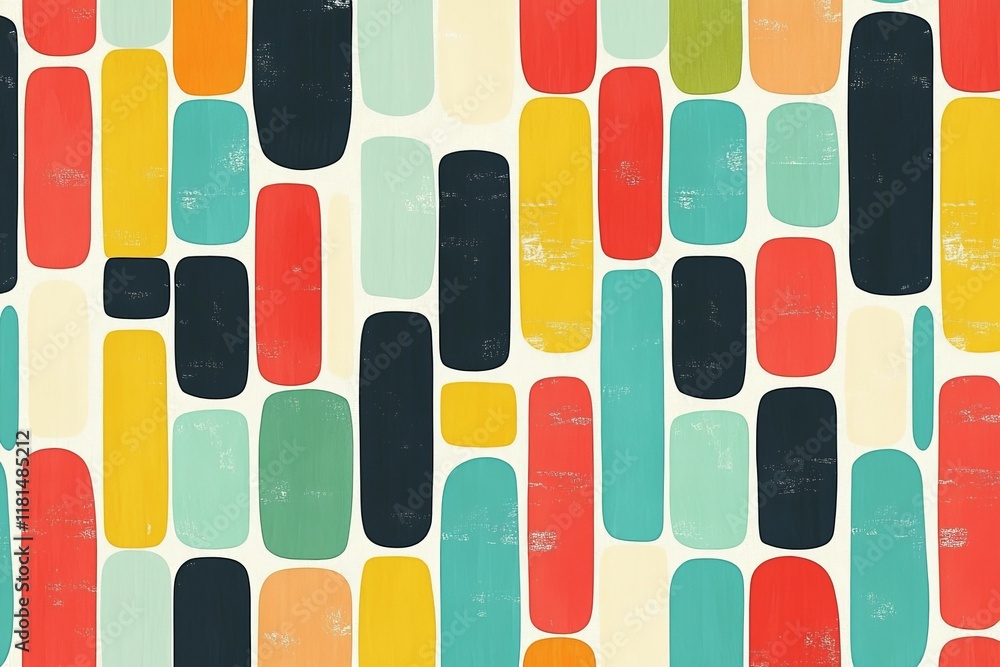 Abstract pattern, colorful rounded rectangles. Abstract pattern, colorful rounded rectangles.