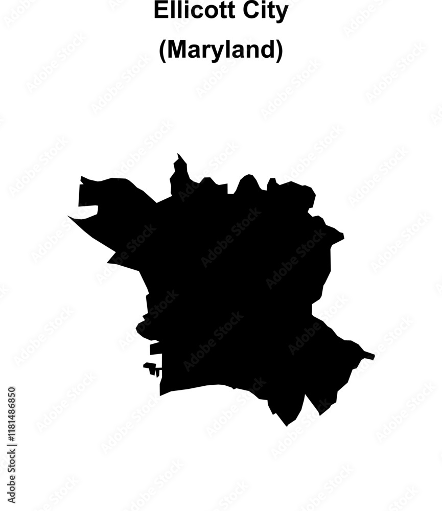 Ellicott City (Maryland) blank outline map Ellicott City (Maryland) blank outline map