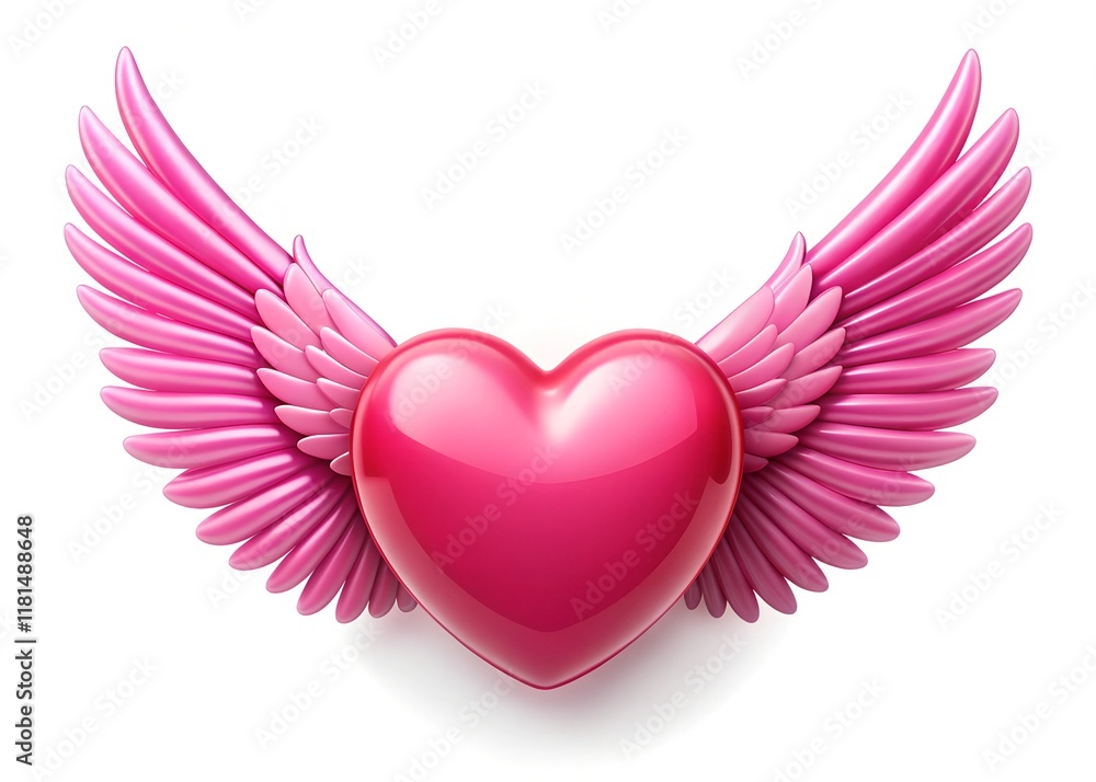 Pink Heart with Wings Representing Love, Affection, and Emotional Connection in a Minimalist Style for Romantic Themes and Valentine’s Day Celebrations Pink Heart with Wings Representing Love, Affection, and Emotional Connection in a Minimalist Style for Romantic Themes and Valentine’s Day Celebrations