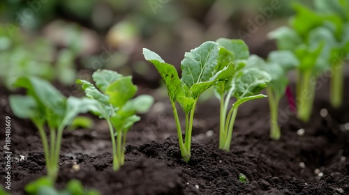 Sugar beet plants growing outside