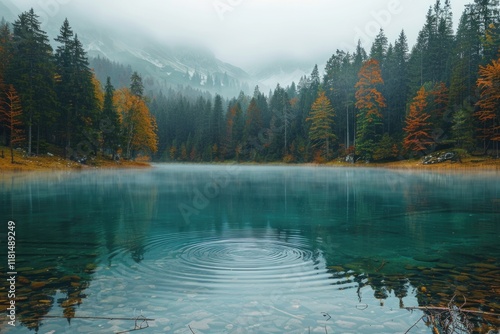 Rippling Water Reflection Autumn Forest Nature Photography Misty Environment