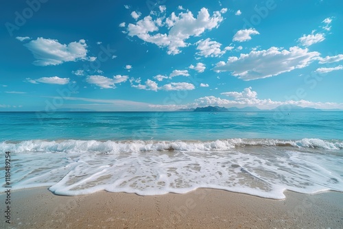 Waves Crashing on Sandy Beach Tropical Paradise Nature Photography Seascape Aerial View