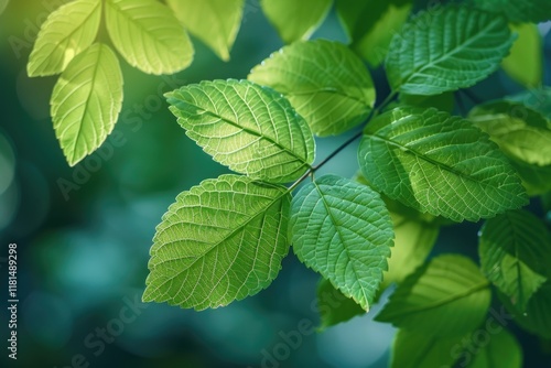Vibrant Green Leaves Close-Up Nature Botanical Photography Outdoor Natural Beauty