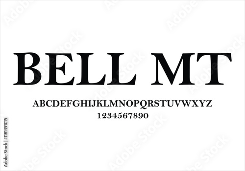 Bell MT font for logo and headline. Isolated vector typeset