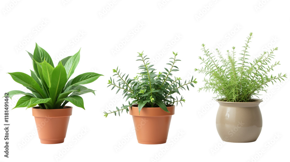 Indoor Plants in Decorative Flower Pots Isolated on a Transparent Background (PNG). Indoor Plants in Decorative Flower Pots Isolated on a Transparent Background (PNG).