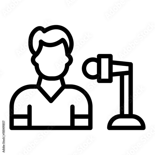 Radio Host Vector Line Icon Design