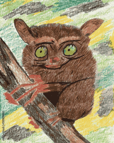 Cute Tarsier on a branch.