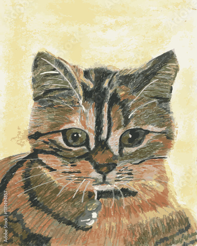 Cute tigered cat with olive eye color