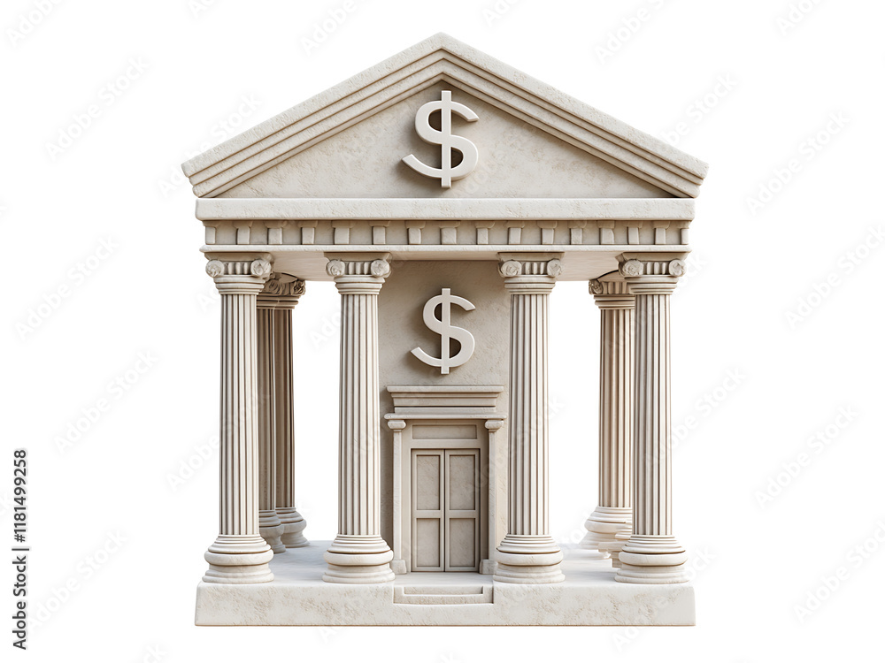 Obraz premium 3d central bank building isolated on transparent background, png bank cutout
