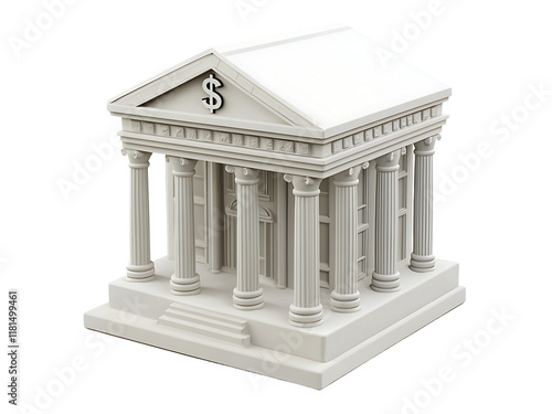 3d central bank building isolated on transparent background, png bank cutout