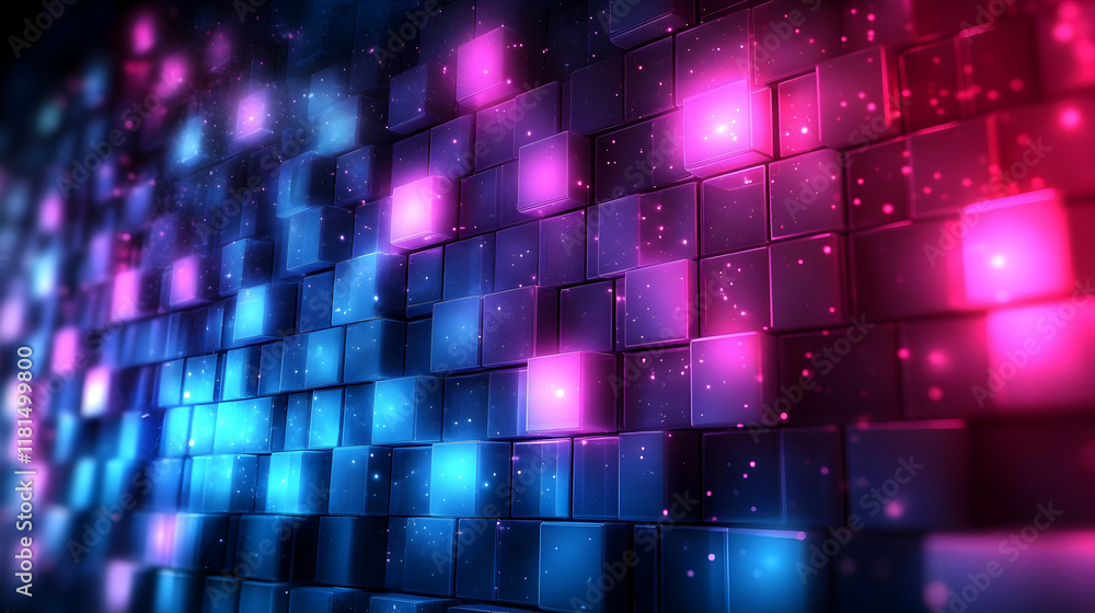 Neon Cubes: Abstract Art, Digital Design Neon Cubes: Abstract Art, Digital Design