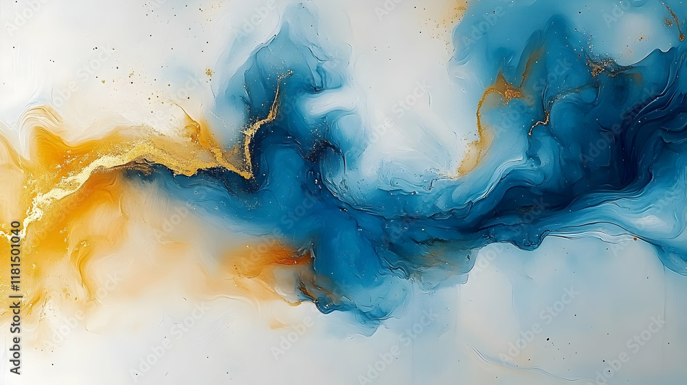 Abstract Blue and Gold Fluid Art Abstract Blue and Gold Fluid Art