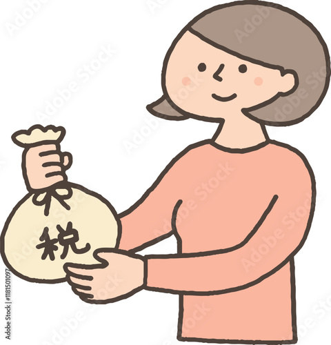 税金を納める若い女性
