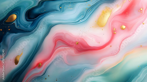 Wallpaper Mural Pink, Blue, and Gold Abstract Swirls Torontodigital.ca