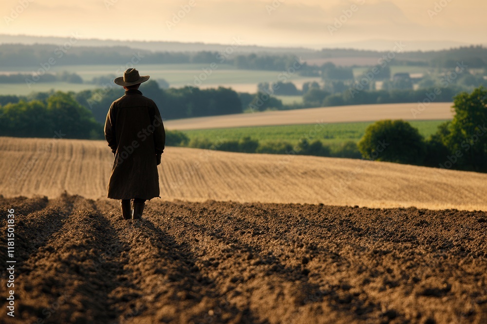 Person in Field Sowing Seeds for New Crop Person in Field Sowing Seeds for New Crop