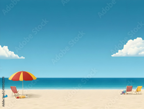 Summer Beach Illustration: Idyllic Ocean View
