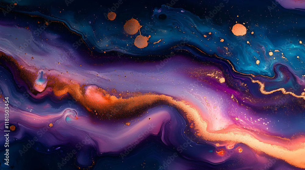 Cosmic Flow: Abstract Art in Purple, Blue, and Gold Cosmic Flow: Abstract Art in Purple, Blue, and Gold