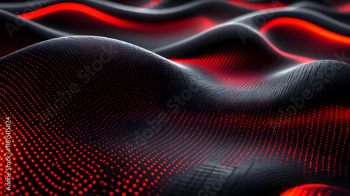 Wallpaper Mural Red Lights, Black Waves: Abstract Digital Art Torontodigital.ca