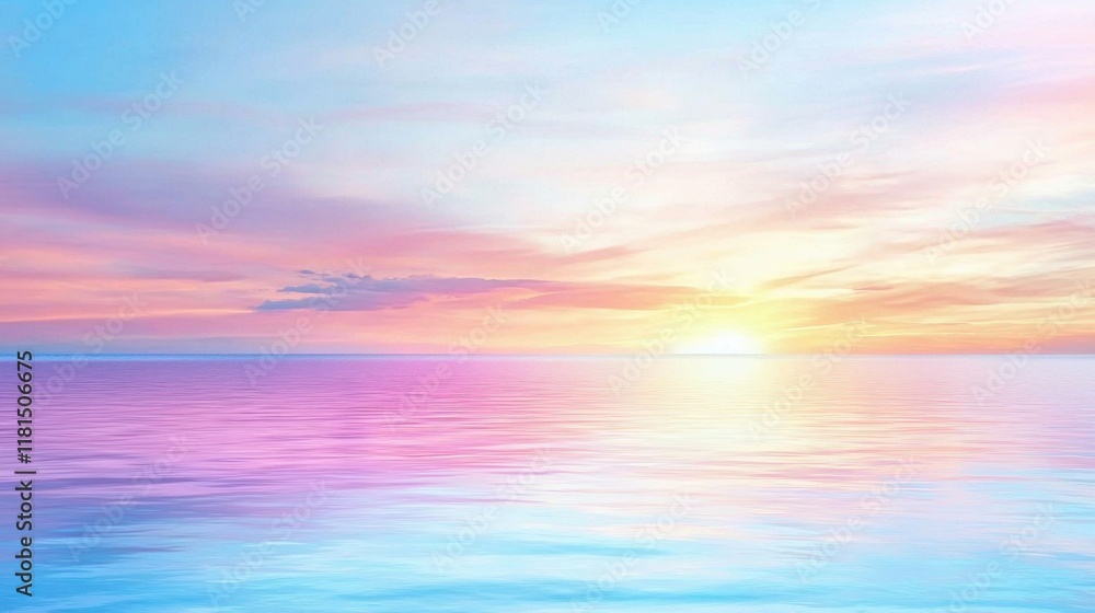 A serene sunset over calm waters, with pastel colors blending in the sky, reflecting softly on the surface. A serene sunset over calm waters, with pastel colors blending in the sky, reflecting softly on the surface.
