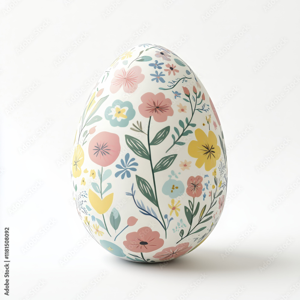 A minimalist Easter egg decorated with delicate hand-painted floral patterns in soft pastel tones. Perfect for spring, Easter, and decorative themes. A minimalist Easter egg decorated with delicate hand-painted floral patterns in soft pastel tones. Perfect for spring, Easter, and decorative themes.