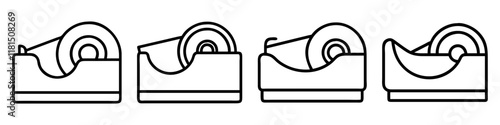 tape dispenser icon, office line art, office vector - simple black line art icon of tape dispenser perfect for logos, and office-themed designs.