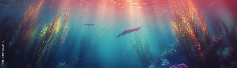 Obraz premium Majestic underwater landscape from above