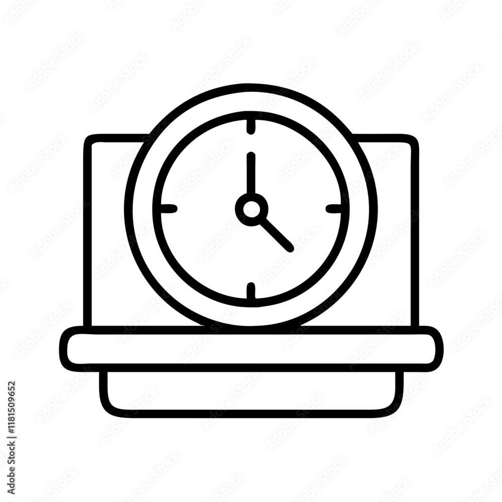 desk clock icon, office line art, office vector - simple black line art icon of desk clock perfect for logos, and office-themed designs. desk clock icon, office line art, office vector - simple black line art icon of desk clock perfect for logos, and office-themed designs.